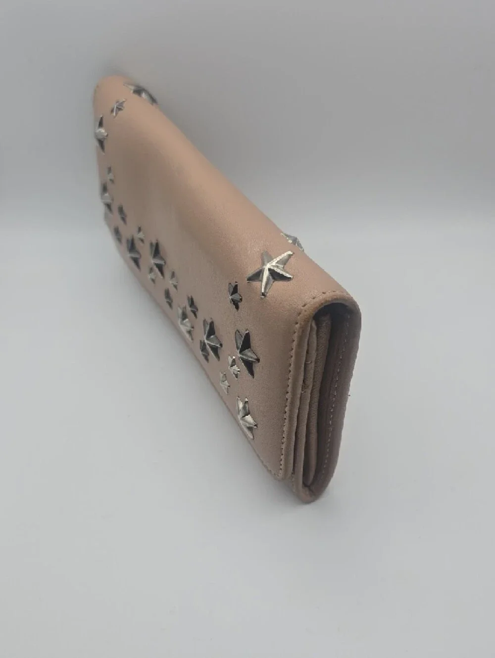 Jimmy Choo Beige Wallet with Silver Star Studs